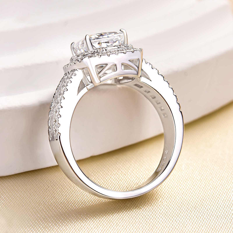 Outstanding Halo Crushed Ice Cushion Cut Engagement Ring