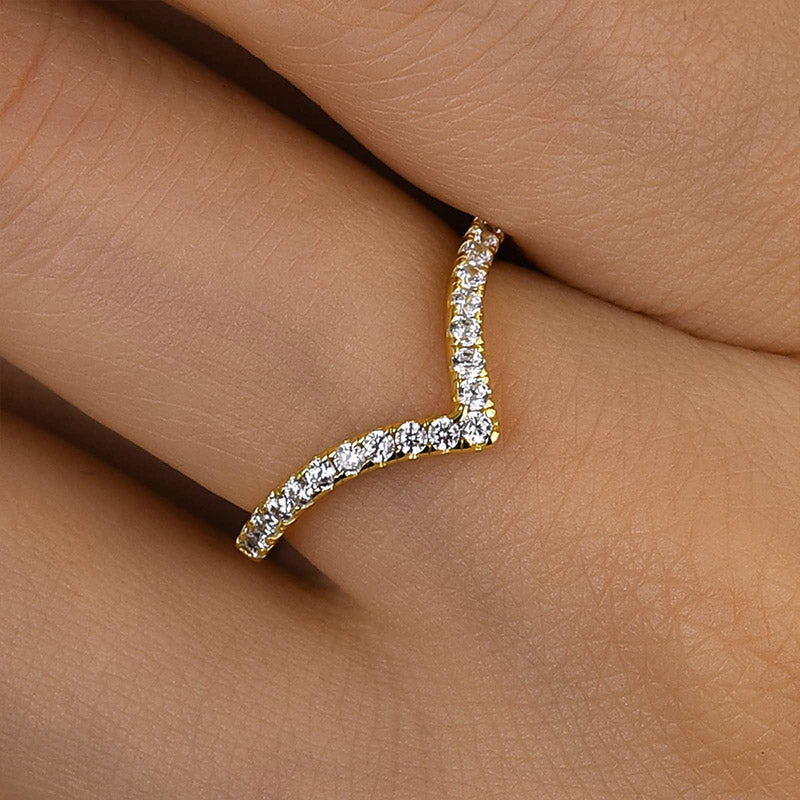 Ahabobo Enchanting V-shaped Design Full Wedding Band