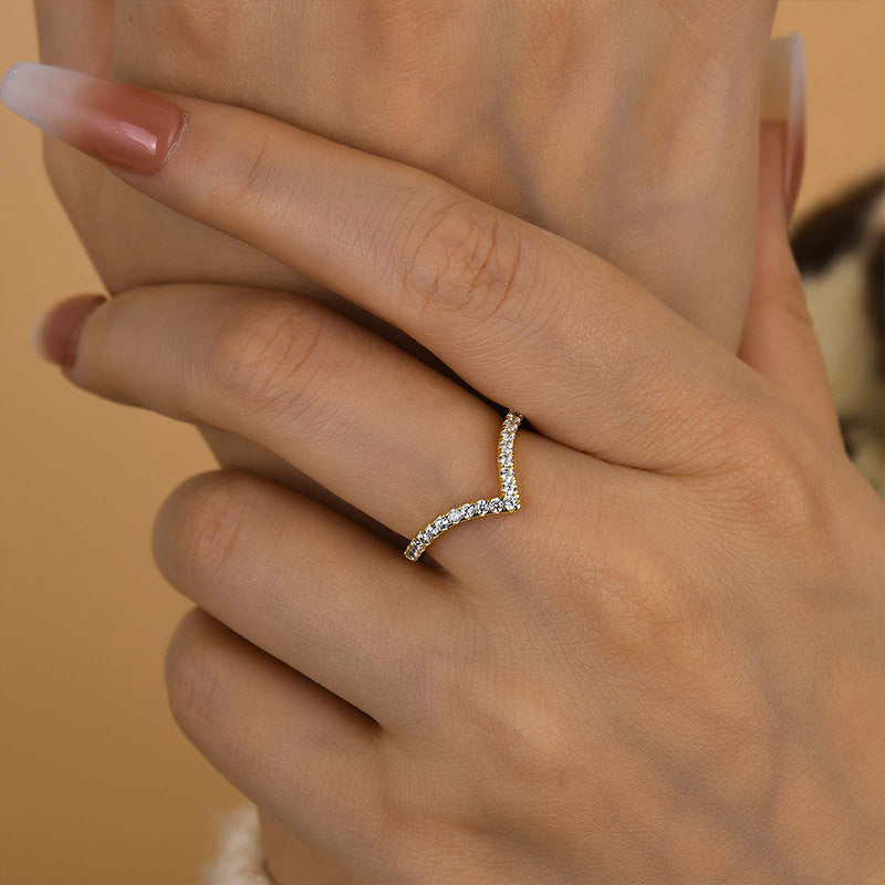 Ahabobo Enchanting V-shaped Design Full Wedding Band