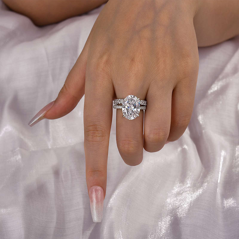 Ahabobo Luxury Oval Cut Simulated Diamond Ring Set