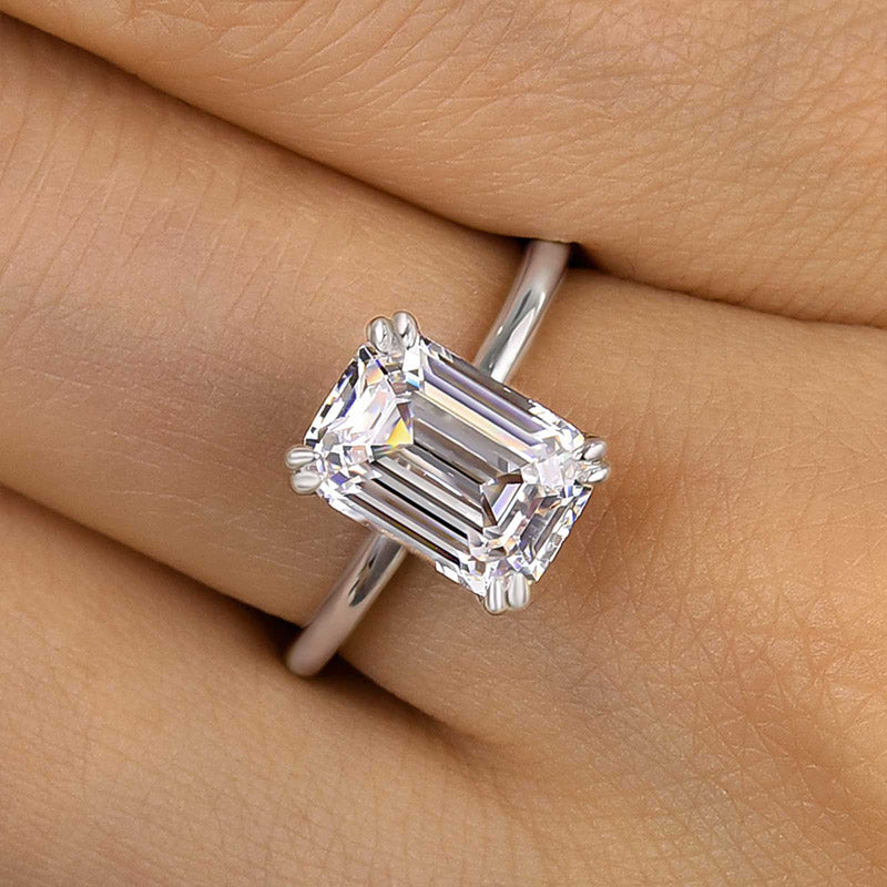 Timeless 3.5Ct Emerald Cut Engagement Ring In Sterling Silver