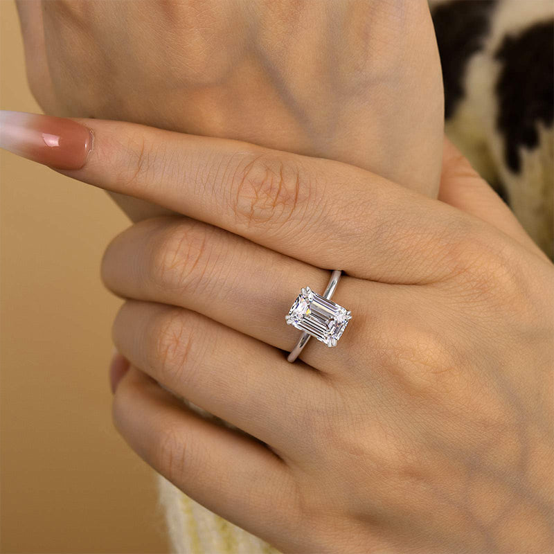 Timeless 3.5Ct Emerald Cut Engagement Ring In Sterling Silver