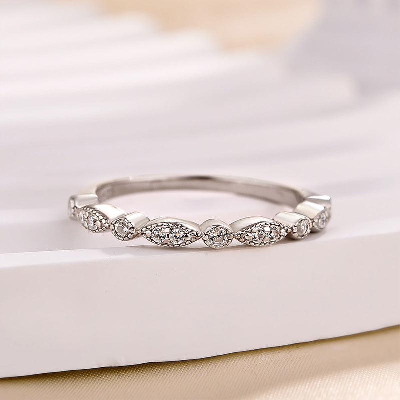 Art Deco Half Eternity Sona Simulated Diamond Women's Wedding Band