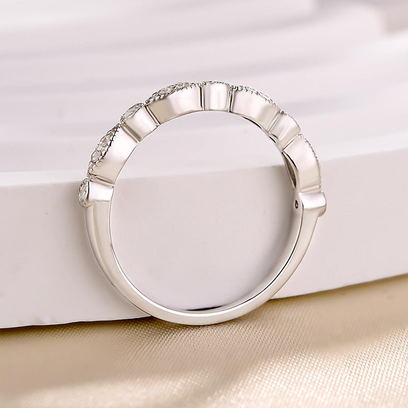Art Deco Half Eternity Sona Simulated Diamond Women's Wedding Band