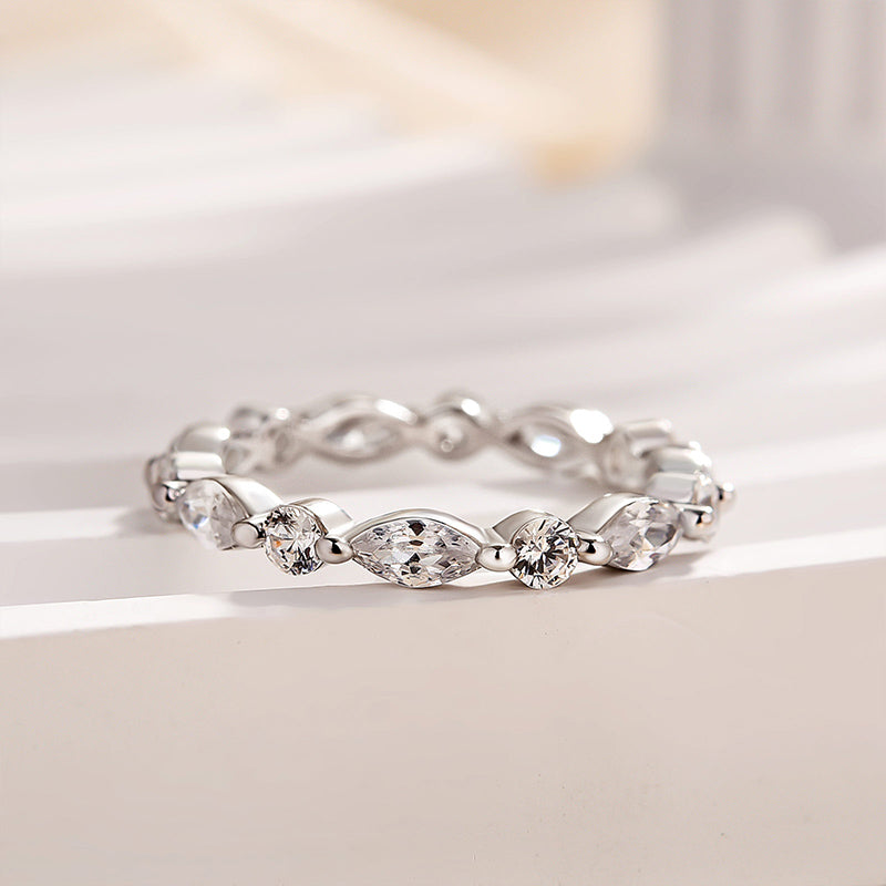 Exclusive Marquise Cut Wedding Band In Sterling Silver
