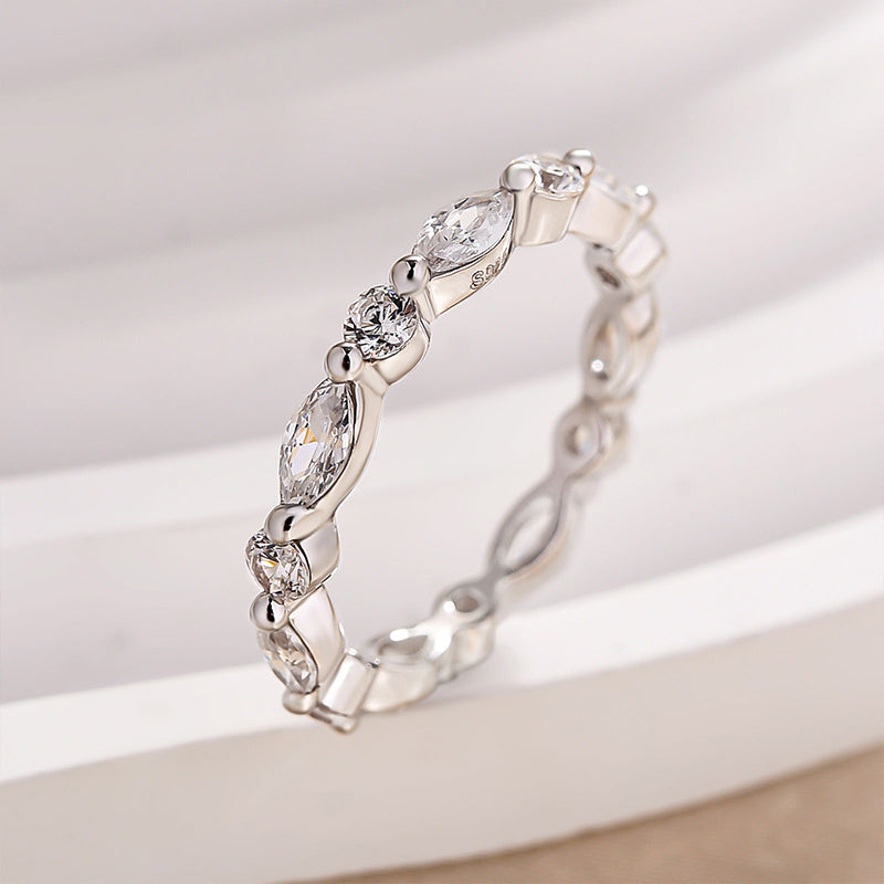 Exclusive Marquise Cut Wedding Band In Sterling Silver