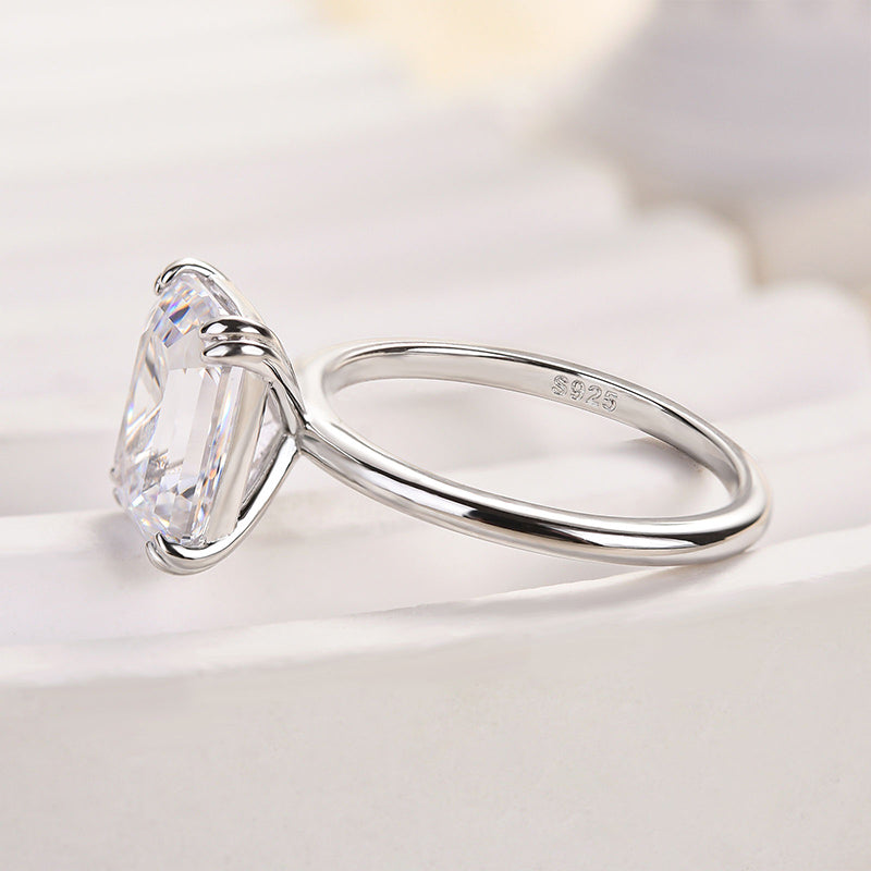 Timeless 3.5Ct Emerald Cut Engagement Ring In Sterling Silver