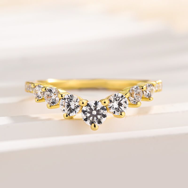 Stunning Chic Thin V Shaped Stacking Wedding Band In Sterling Silver