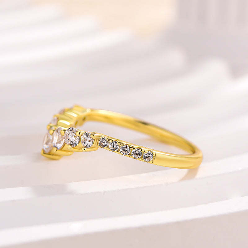 Stunning Chic Thin V Shaped Stacking Wedding Band In Sterling Silver