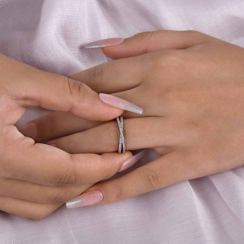 Classic X Criss Cross Wedding Band For Women In Sterling Silver
