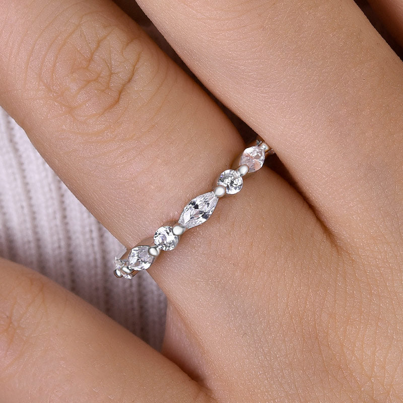 Exclusive Marquise Cut Wedding Band In Sterling Silver