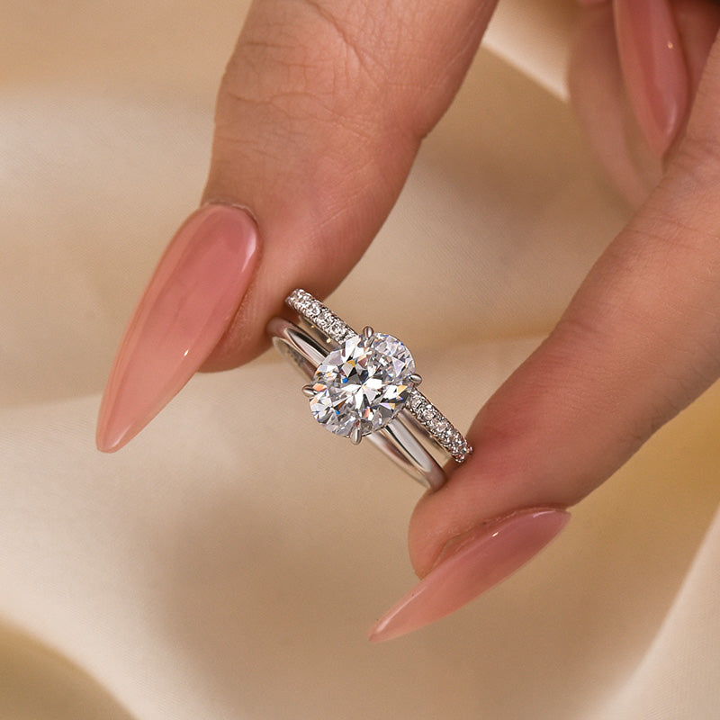 Ahabobo Dainty Oval Cut Wedding Ring Set For Women