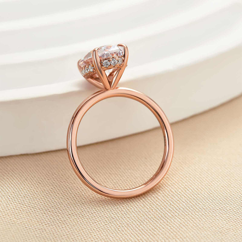 Classic 4.0Ct Solitaire Oval Cut Hidden Halo Engagement Ring In Sterling Silver