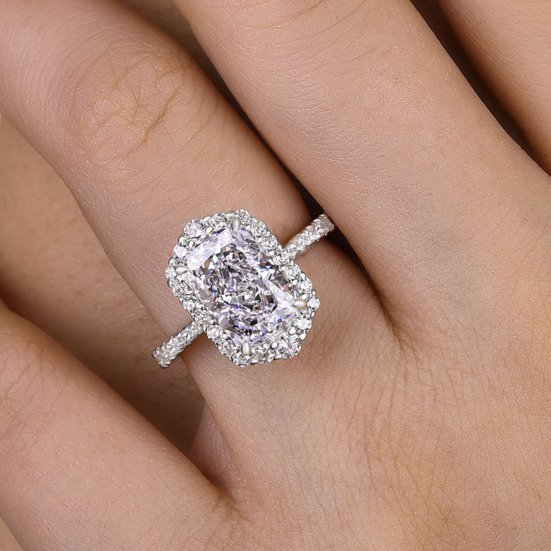 Temperamental Halo Radiant Cut Simulated Diamond Engagement Ring