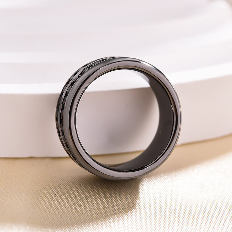 Created White Sapphire Round Cut 925 Sterling Silver Men's Wide Wedding Band