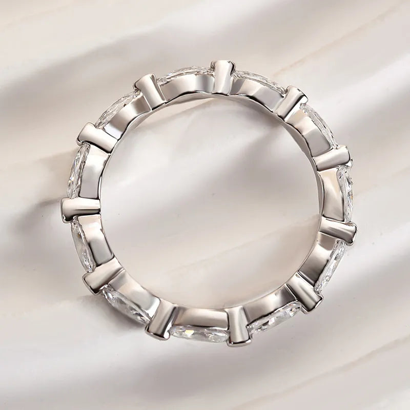 Elegant Marquise Cut Full Wedding Band In Sterling Silver
