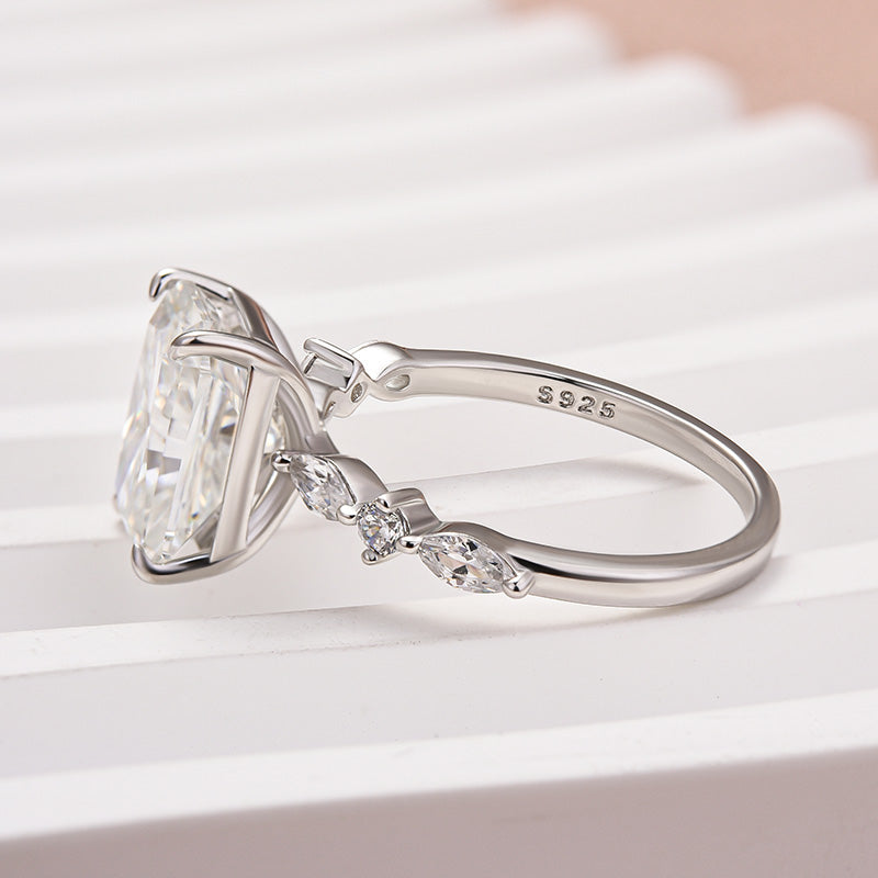 Ahabobo Moissanite 3.5 Carat Radiant Cut Engagement Ring In Sterling Silver