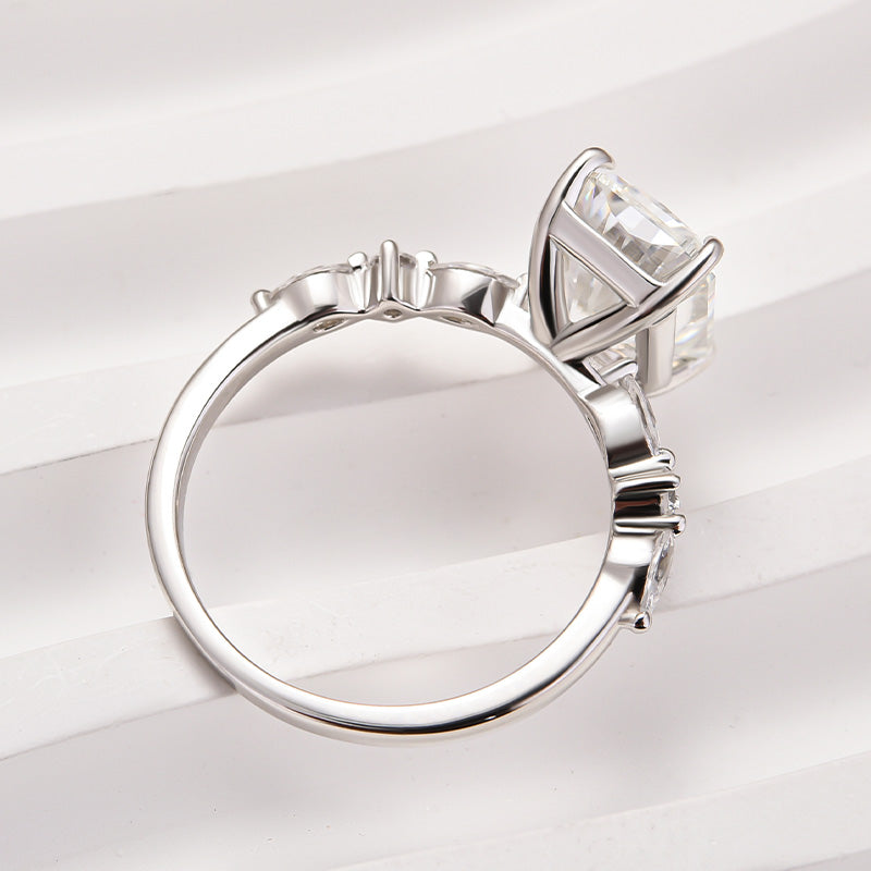 Ahabobo Moissanite 3.5 Carat Radiant Cut Engagement Ring In Sterling Silver