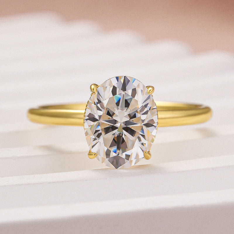 Ahabobo Sparkle Moissanite 2.0 Carat Oval Cut Engagement Ring In Sterling Silver