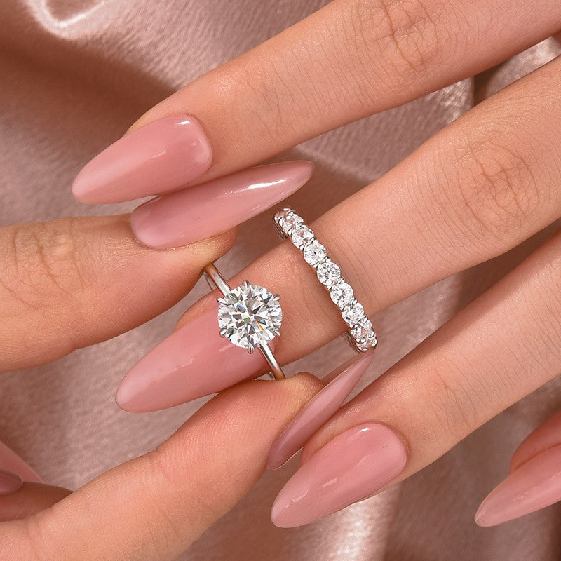 Solitaire 2.0 Ct Round Cut Moissanite Diamond Wedding Ring