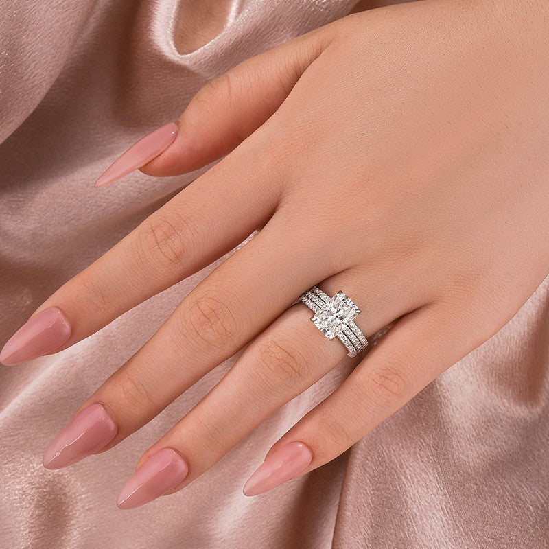 3.5Ct Radiant Cut 3PC White Gold Moissanite Diamond Wedding Ring