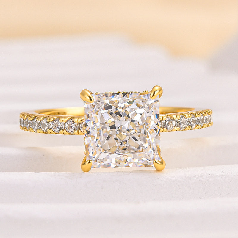 Sparkle Square Princess Cut Engagement Ring For Women In Sterling Silver