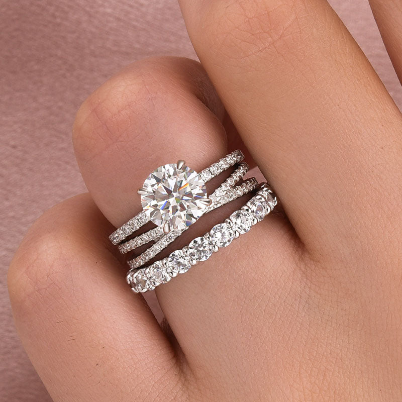 2.0Ct Round Cut Moissanite Diamond Wedding Ring with Twist Bands