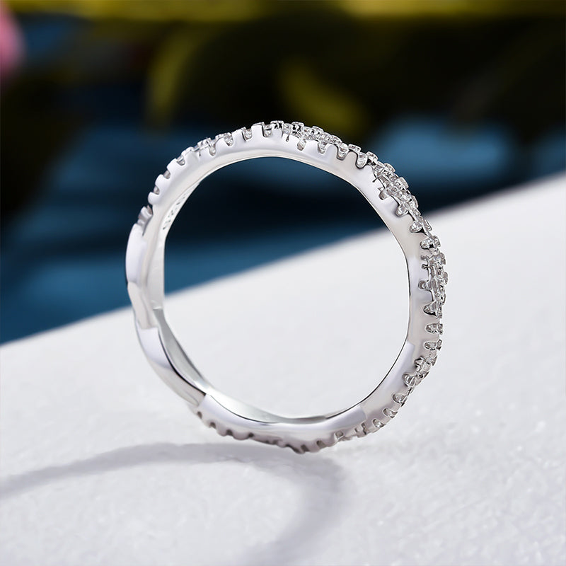 Elegant Pave Twist Eternity Wedding Band for Women In Sterling Silver
