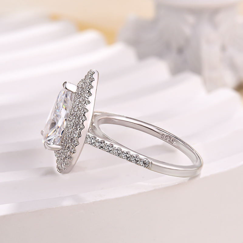 Double Halo Pear Cut Engagement Ring for Women