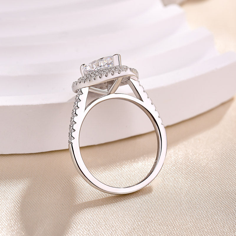 Double Halo Pear Cut Engagement Ring for Women