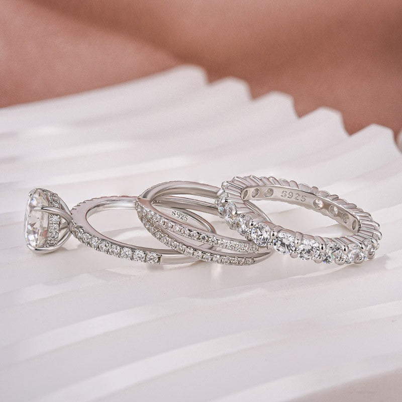 2.0Ct Round Cut Moissanite Diamond Wedding Ring with Twist Bands