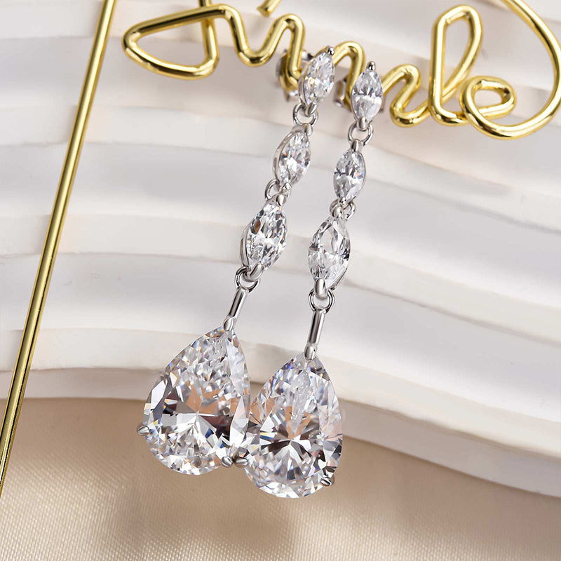 6.5Ct Outstanding Pear Cut Women's Earrings In Sterling Silver