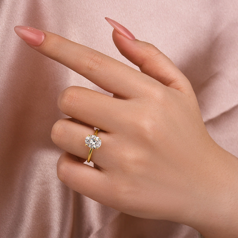 Ahabobo Sparkle Moissanite 2.0 Carat Oval Cut Engagement Ring In Sterling Silver