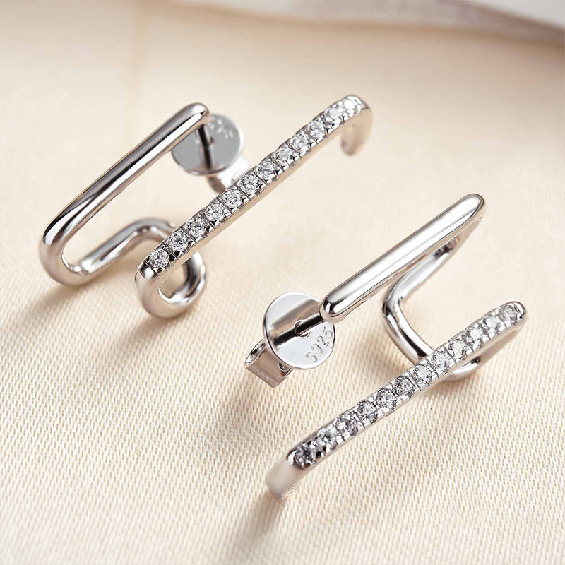 0.1Ct Moissanite Stylish Geometric Stud Earrings