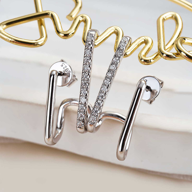 0.1Ct Moissanite Stylish Geometric Stud Earrings