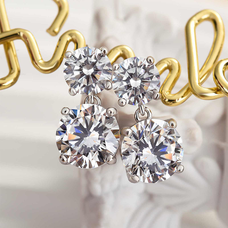2.0Ct Exquisite Round Cut Drop Earrings In Sterling Silver