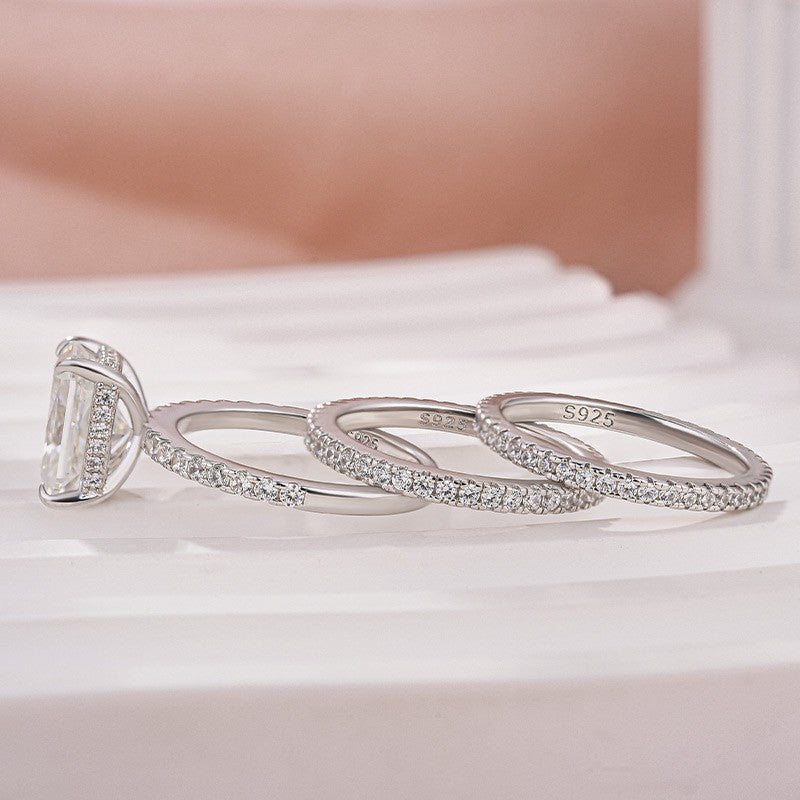 3.5Ct Radiant Cut 3PC White Gold Moissanite Diamond Wedding Ring