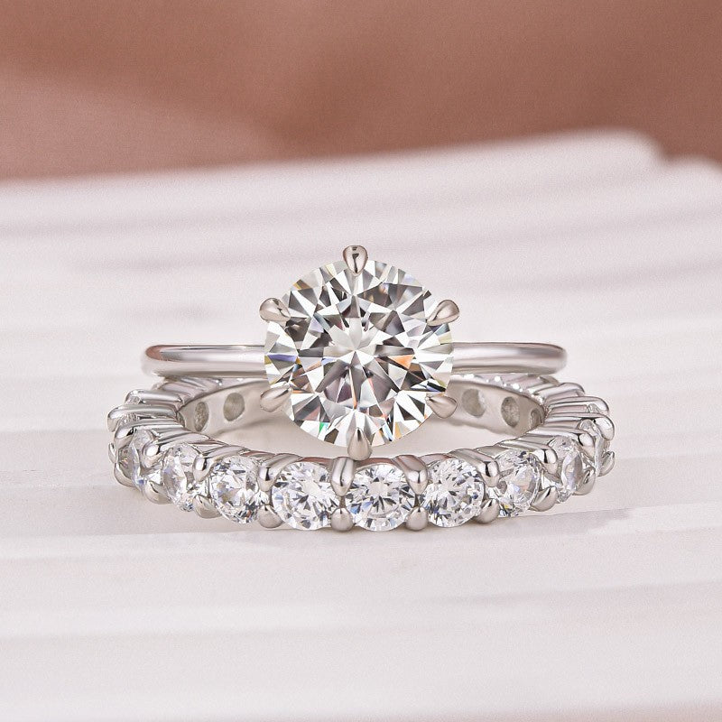 Solitaire 2.0 Ct Round Cut Moissanite Diamond Wedding Ring