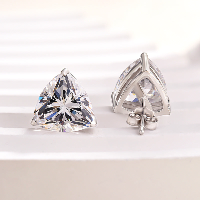 3.0Ct Dainty Trillion Cut Earrings In Sterling Silver