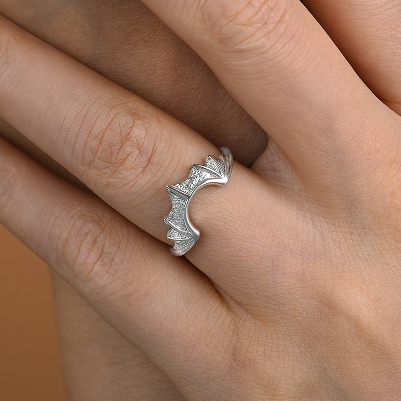 Unique Bat Design Wedding Band Ring For Women In Sterling Silver