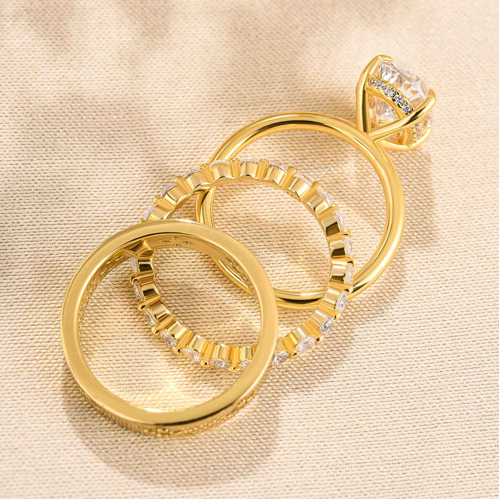 Ahabobo Noble Oval Cut 3PC Ring Set For Women