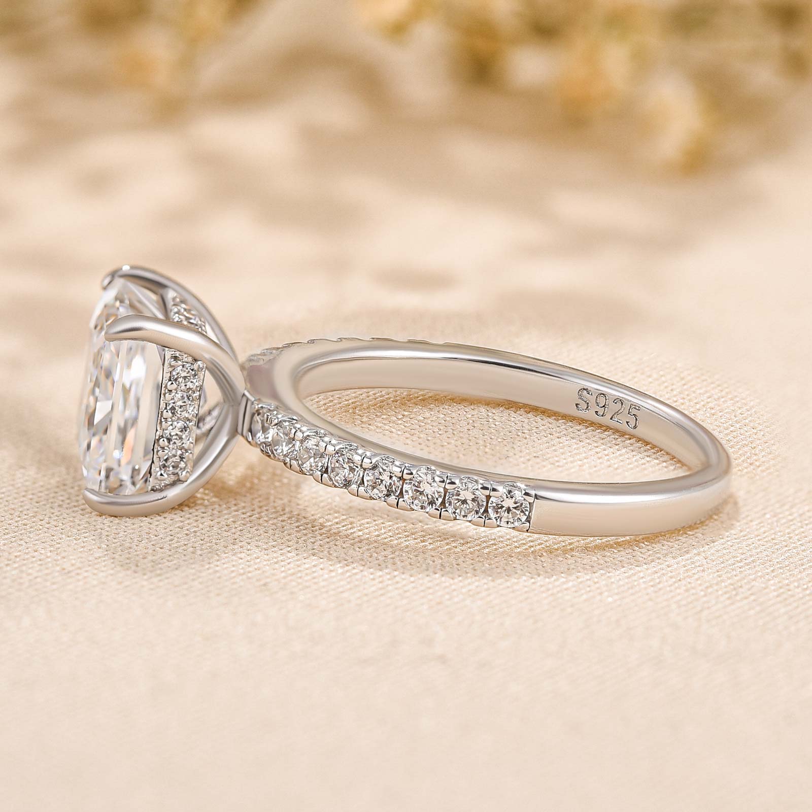 Sparkle Square Princess Cut Engagement Ring For Women In Sterling Silver