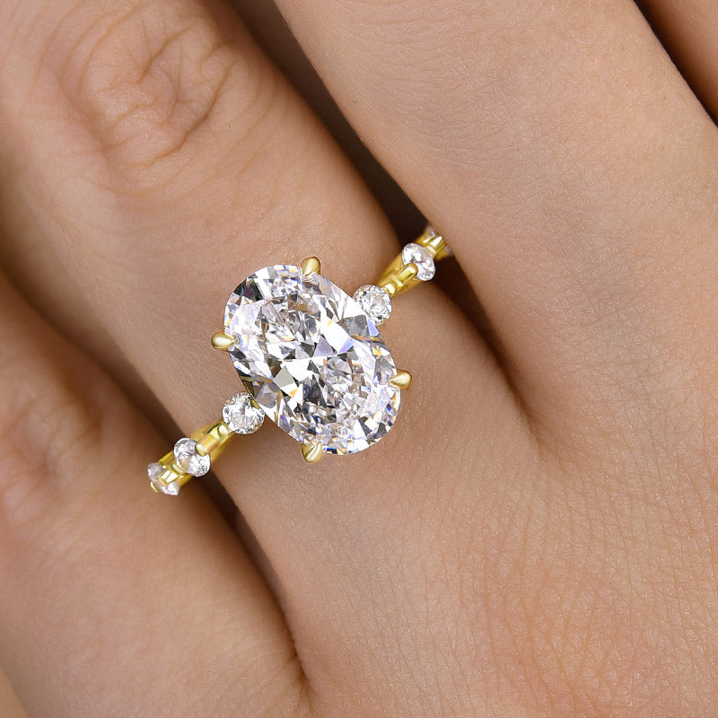 Elegant Oval Cut Engagement Ring In Sterling Silver