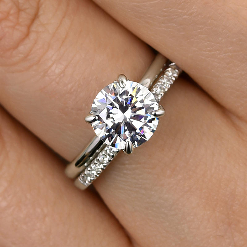 Classic Round Cut Simulated Diamonds Bridal Ring Set