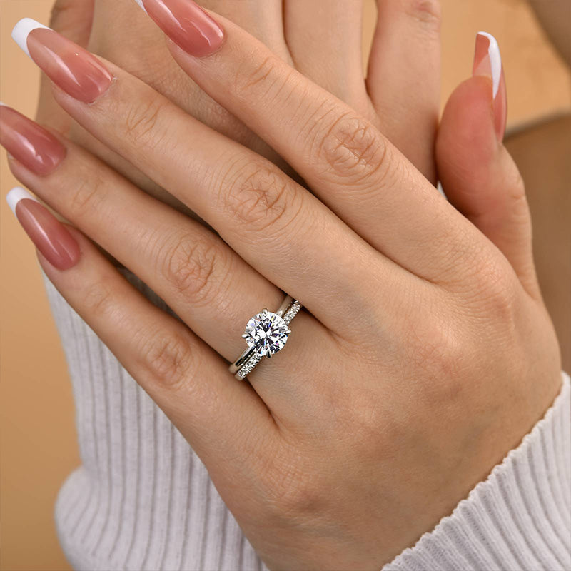 Classic Round Cut Simulated Diamonds Bridal Ring Set