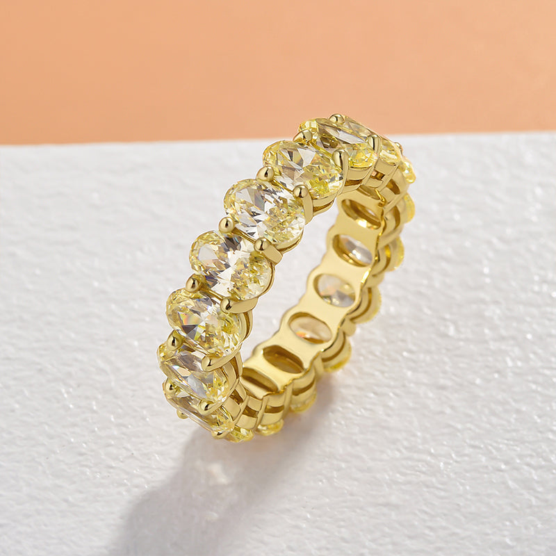 Gorgeous Yellow Gold Oval Cut Yellow Sapphire Wedding Band For Women
