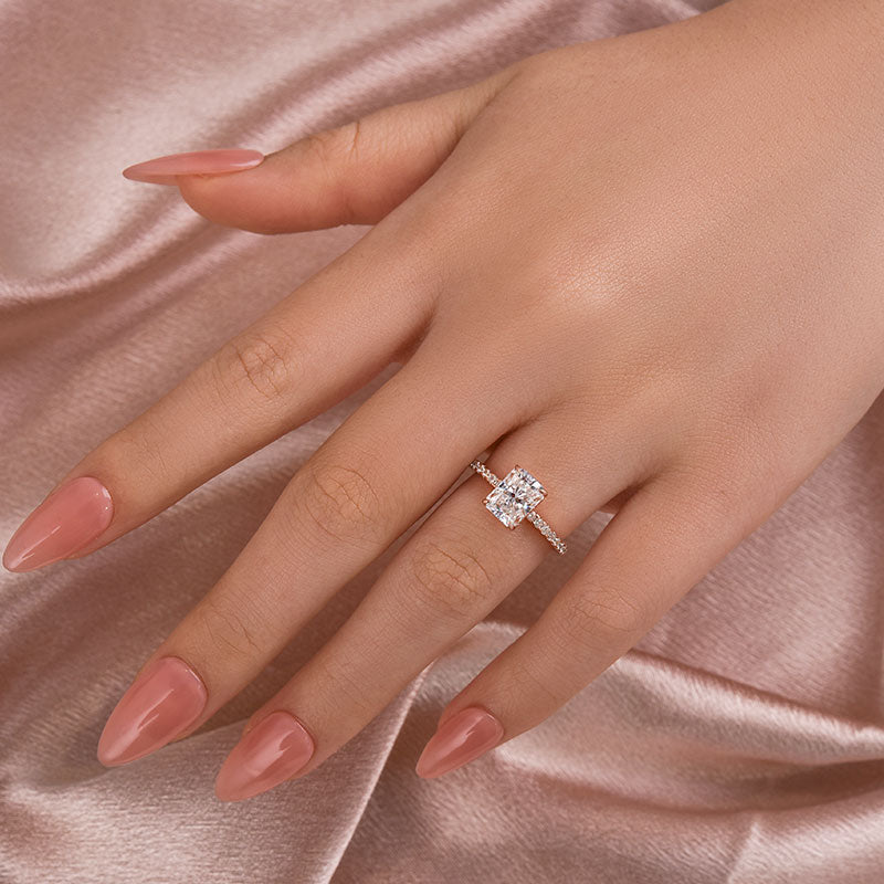 Maxine Moissanite 2.0 CT Radiant Cut Engagement Ring In Sterling Silver