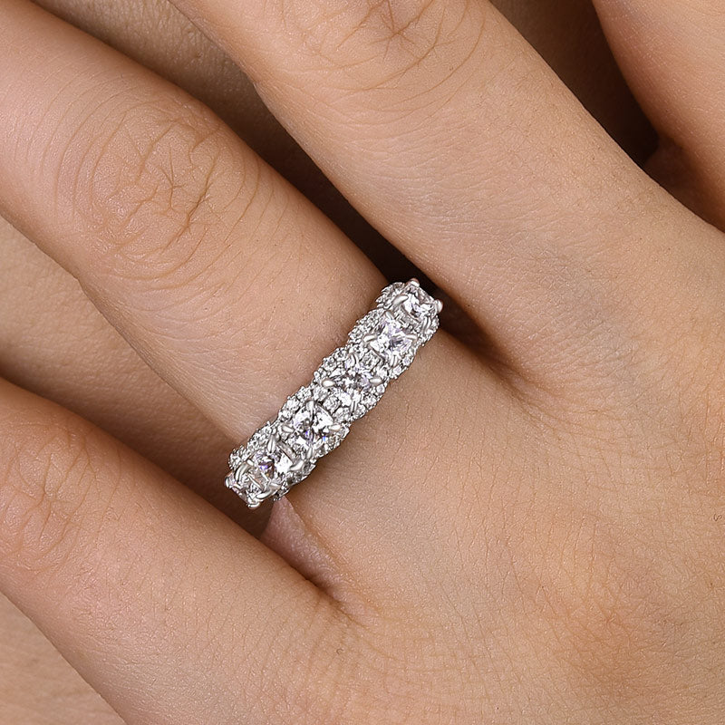 Unique Gifts Halo Six Cushion Cut Diamond Women's Wedding Band Ring