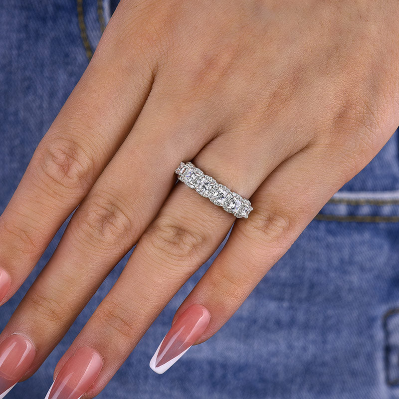 Unique Gifts Halo Six Cushion Cut Diamond Women's Wedding Band Ring