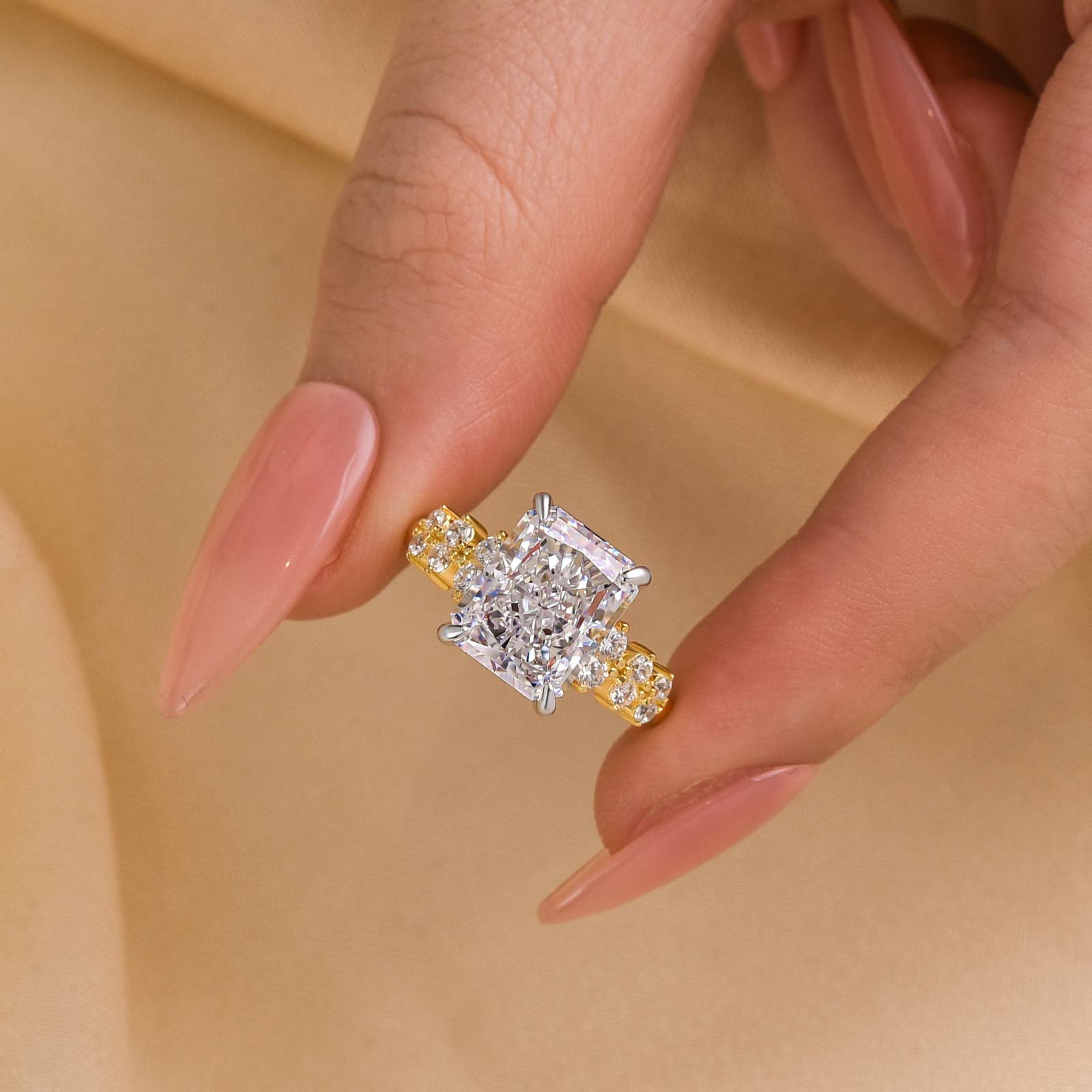 Ahabobo Two-Tone 4.5 Carat Radiant Cut Travel Ring